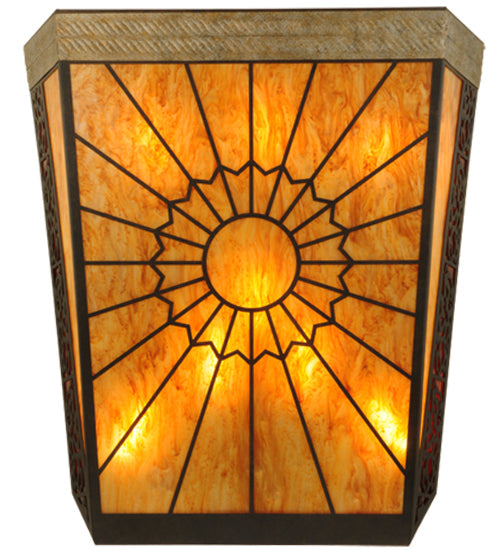 Meyda Lighting Zuvan 30" 8-Light Chestnut & Corinth Wall Sconce With Amber Quartz & Maduro Idalight Shade Glass