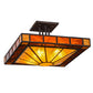 Meyda Lighting Zuvan 34" Mahogany Bronze Prime Semi-flush Mount Ceiling Light With Ambra Siena Idalight Shade Glass