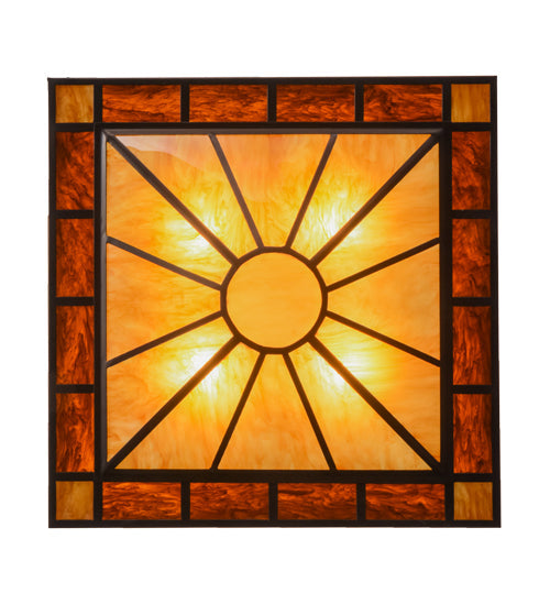 Meyda Lighting Zuvan 34" Mahogany Bronze Prime Semi-flush Mount Ceiling Light With Ambra Siena Idalight Shade Glass