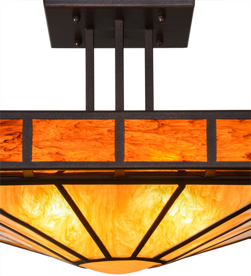Meyda Lighting Zuvan 34" Mahogany Bronze Prime Semi-flush Mount Ceiling Light With Ambra Siena Idalight Shade Glass