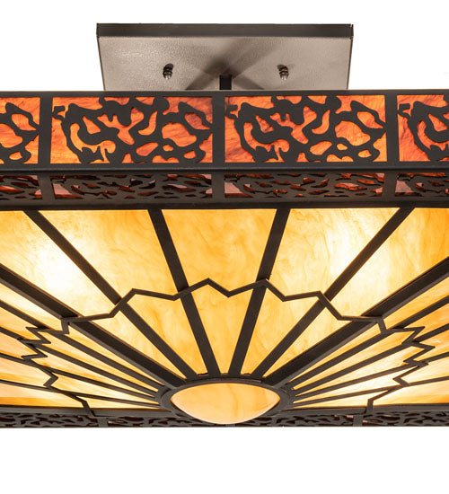 Meyda Lighting Zuvan 43" 4-Light Chestnut Semi-flush Mount Light With Amber Quartz & Maduro Idalight Shade