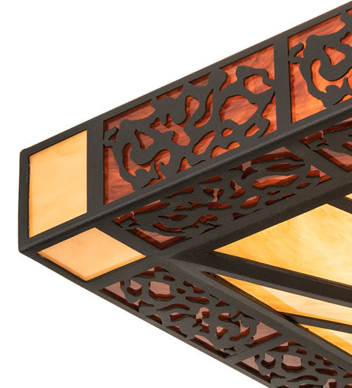 Meyda Lighting Zuvan 43" 4-Light Chestnut Semi-flush Mount Light With Amber Quartz & Maduro Idalight Shade