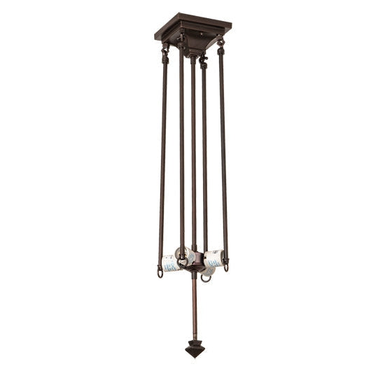 Meyda Tiffany Abilene 17" Square Mahogany Bronze Semi-flush Mount Ceiling Light With Green & Brown Shade Glass