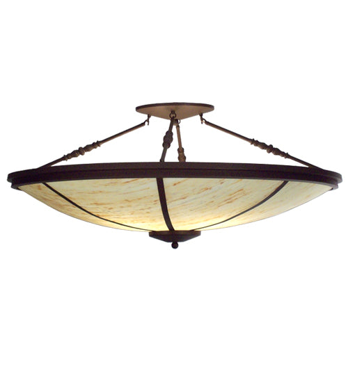 Meyda Tiffany Commerce 45" 4-Light Cafe Noir Semi-flush Mount Ceiling Light With Travertine Idalight Shade Glass