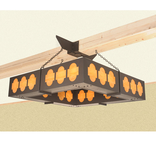 Meyda Tiffany Diablos 85" 24-Light Dark Roast Semi-flush Mount Ceiling Light With Amber Quartz Idalight Shade Glass