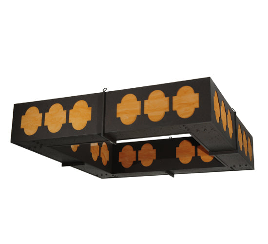 Meyda Tiffany Diablos 85" 24-Light Dark Roast Semi-flush Mount Ceiling Light With Amber Quartz Idalight Shade Glass