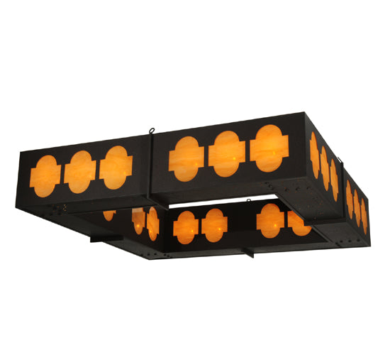 Meyda Tiffany Diablos 85" 24-Light Dark Roast Semi-flush Mount Ceiling Light With Amber Quartz Idalight Shade Glass