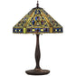 Meyda Tiffany Elizabethan 24" Mahogany Bronze Table Lamp With Green & Blue Shade Glass