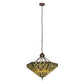 Meyda Tiffany Elizabethan 26" Mahogany Bronze Inverted Pendant With Green & Blue Shade Glass