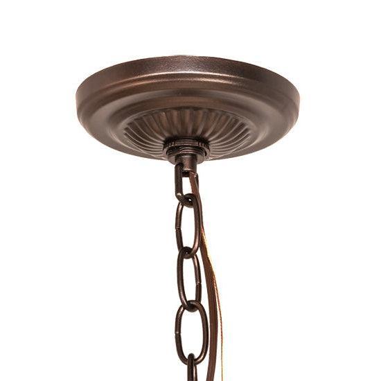 Meyda Tiffany Elizabethan 26" Mahogany Bronze Inverted Pendant With Green & Blue Shade Glass