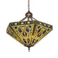 Meyda Tiffany Elizabethan 26" Mahogany Bronze Inverted Pendant With Green & Blue Shade Glass