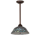 Meyda Tiffany Fishscale 12" Mahogany Bronze Pendant Light With Green Shade Glass