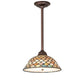 Meyda Tiffany Fishscale 12" Mahogany Bronze Pendant Light With Green Shade Glass