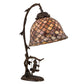 Meyda Tiffany Fishscale 15" Antique Accent Table Lamp With Brown Shade Glass