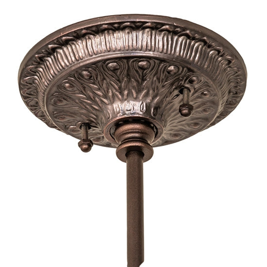 Meyda Tiffany Fishscale 16" Mahogany Bronze Flush Mount Ceiling Light With Violet Shade Glass