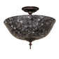 Meyda Tiffany Fishscale 16" Mahogany Bronze Flush Mount Ceiling Light With Violet Shade Glass