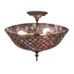 Meyda Tiffany Fishscale 16" Mahogany Bronze Flush Mount Ceiling Light With Violet Shade Glass