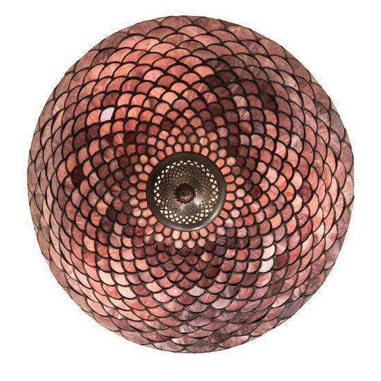 Meyda Tiffany Fishscale 16" Mahogany Bronze Flush Mount Ceiling Light With Violet Shade Glass