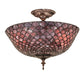 Meyda Tiffany Fishscale 16" Mahogany Bronze Flush Mount Ceiling Light With Violet Shade Glass