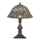 Meyda Tiffany Fishscale 17" Mahogany Bronze Accent Table Lamp With Green & Violet Shade Glass