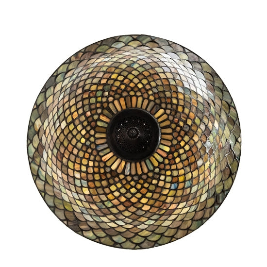 Meyda Tiffany Fishscale 20" Mahogany Bronze Inverted Pendant Light With Green Shade Glass