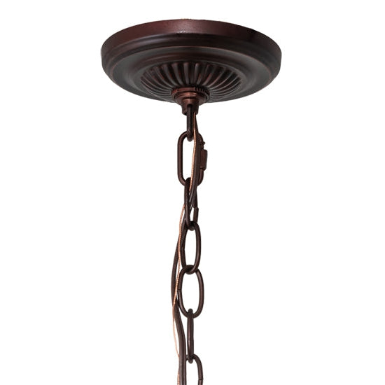 Meyda Tiffany Fishscale 20" Mahogany Bronze Pendant Light With Green & Beige Shade Glass