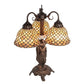 Meyda Tiffany Fishscale 23" 3-Light Mahogany Bronze Table Lamp With Beige Shade Glass