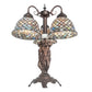 Meyda Tiffany Fishscale 23" 3-Light Mahogany Bronze Table Lamp With Violet Shade Glass