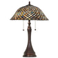 Meyda Tiffany Fishscale 23" Mahogany Bronze Table Lamp With Blue Shade Glass