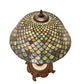 Meyda Tiffany Fishscale 23" Mahogany Bronze Table Lamp With Green & Blue Shade Glass