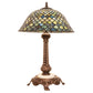 Meyda Tiffany Fishscale 23" Mahogany Bronze Table Lamp With Green & Blue Shade Glass