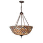 Meyda Tiffany Fishscale 24" Mahogany Bronze Inverted Pendant Light With Blue & Beige Shade Glass