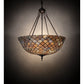 Meyda Tiffany Fishscale 24" Mahogany Bronze Inverted Pendant Light With Blue & Beige Shade Glass