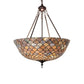 Meyda Tiffany Fishscale 24" Mahogany Bronze Inverted Pendant Light With Blue & Beige Shade Glass