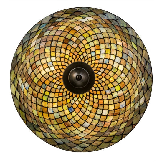 Meyda Tiffany Fishscale 24" Mahogany Bronze Inverted Pendant Light With Multi-Colored Shade Glass