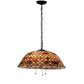Meyda Tiffany Fishscale 24" Mahogany Bronze Pendant Light With Ruby & Coral Shade Glass