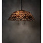 Meyda Tiffany Fishscale 24" Mahogany Bronze Pendant Light With Ruby & Coral Shade Glass