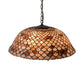 Meyda Tiffany Fishscale 24" Mahogany Bronze Pendant Light With Ruby & Coral Shade Glass