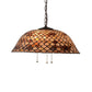 Meyda Tiffany Fishscale 24" Mahogany Bronze Pendant Light With Ruby & Coral Shade Glass