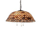 Meyda Tiffany Fishscale 24" Mahogany Bronze Pendant Light With Ruby & Coral Shade Glass