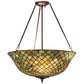 Meyda Tiffany Fishscale 24" Mahogany Bronze Semi-flush Mount Ceiling Light With Green & Beige Shade Glass