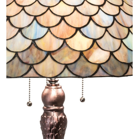 Meyda Tiffany Fishscale 31" Mahogany Bronze Table Lamp With Beige Shade Glass