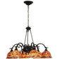 Meyda Tiffany Fishscale 33" 6-Light Mahogany Bronze Chandelier With Dark Brown Shade Glass