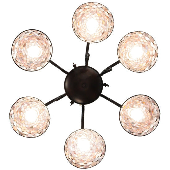 Meyda Tiffany Fishscale 33" 6-Light Mahogany Bronze Chandelier With Dark Brown Shade Glass