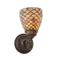 Meyda Tiffany Fishscale 5" Mahogany Bronze Wall Sconce With Beige Shade Glass