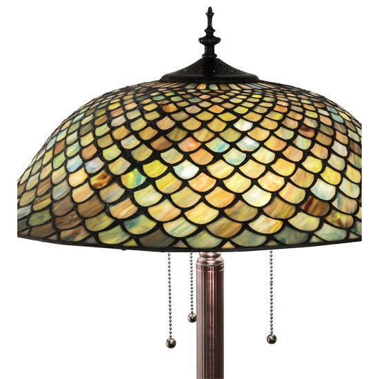 Meyda Tiffany Fishscale 62" Mahogany Bronze Floor Lamp With Green Shade Glass