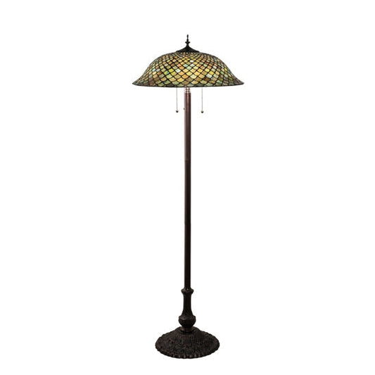 Meyda Tiffany Fishscale 62" Mahogany Bronze Floor Lamp With Green Shade Glass