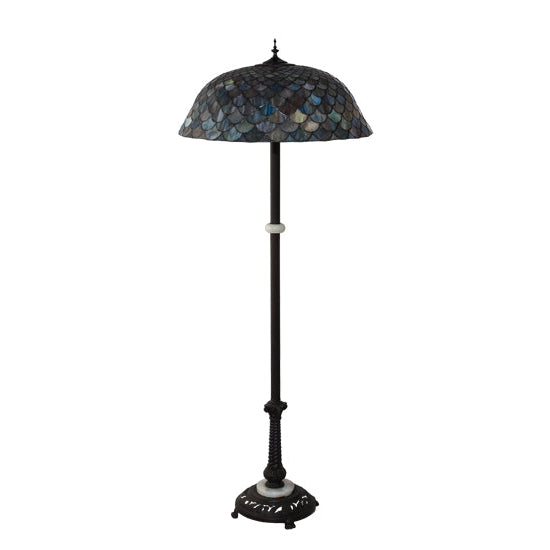 Meyda Tiffany Fishscale 62" Mahogany Bronze Floor Lamp With Multi-Colored Shade Glass