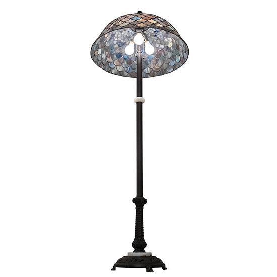 Meyda Tiffany Fishscale 62" Mahogany Bronze Floor Lamp With Multi-Colored Shade Glass