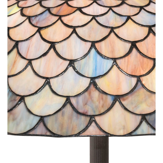 Meyda Tiffany Fishscale 62" Mahogany Bronze Floor Lamp With Multi-Colored Shade Glass